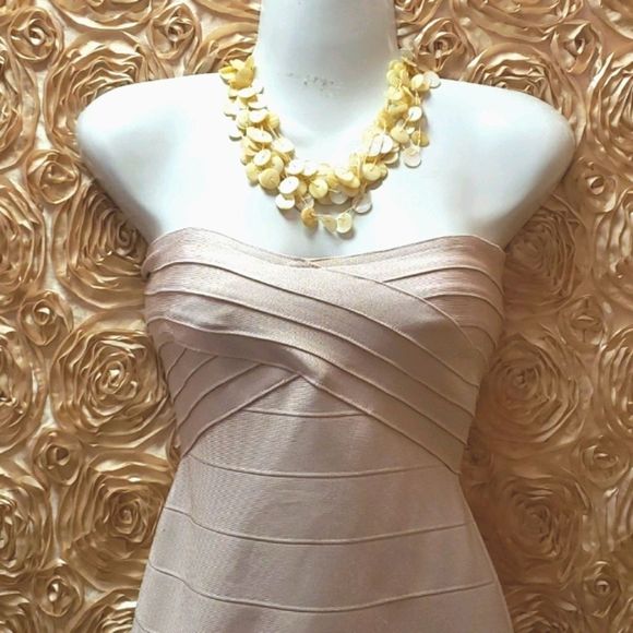 BCBG ๐ Strapless Pink Blush Pandeau Bodycon Dress - Picture 2 of 12